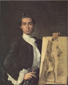 Portrait of the Artist Holding a Life Study (mk05), Melendez, Luis Eugenio